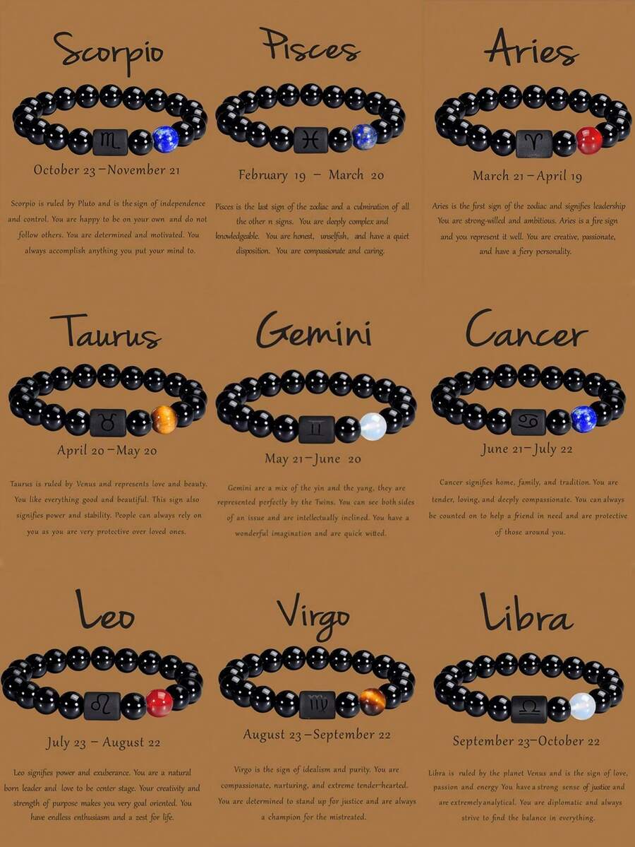 1入組黃虎眼石彩珠彈性生肖手環能量手環,男女生日禮物、節日禮物、紀念日禮物