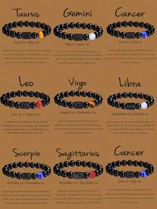 1入組黃虎眼石彩珠彈性生肖手環能量手環,男女生日禮物、節日禮物、紀念日禮物