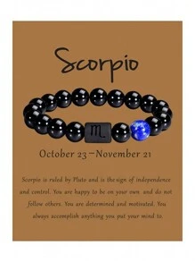 1入組黃虎眼石彩珠彈性生肖手環能量手環,男女生日禮物、節日禮物、紀念日禮物