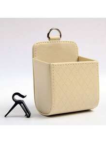 一个储物袋，汽车储物盒，储物袋，汽车座椅靠背收纳盒，汽车内饰配件PU皮革，适用于汽车出风口，简约风格，时尚，男女汽车配件汽车配件内饰 - 黑色 - 查看 6