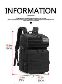 Large capacity, sports backpack, waterproof (with Molle system) Hiking backpack - Black - View 4