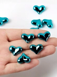 10pcs UV Plating Color Acrylic Beads Heart Shape Loose Beads Charms For Jewelry Making DIY Necklace Bracelets Accessories Valentines - Red - View 2