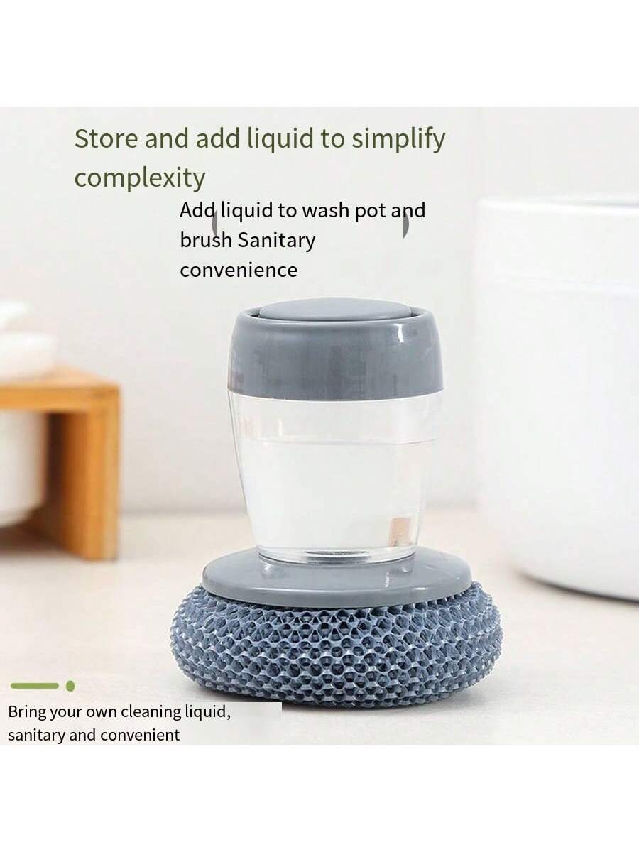 1set Press-Type Automatic Liquid Dispensing Wire Ball Cleaning Brush Set Home Kitchen Appliances Accessories Gadgets Tools Christmas Kitchen Stuff Cooking Christmas