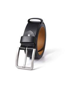 Men's Genuine Leather Belt With Pin Buckle For Decoration Casual - Black - View 4