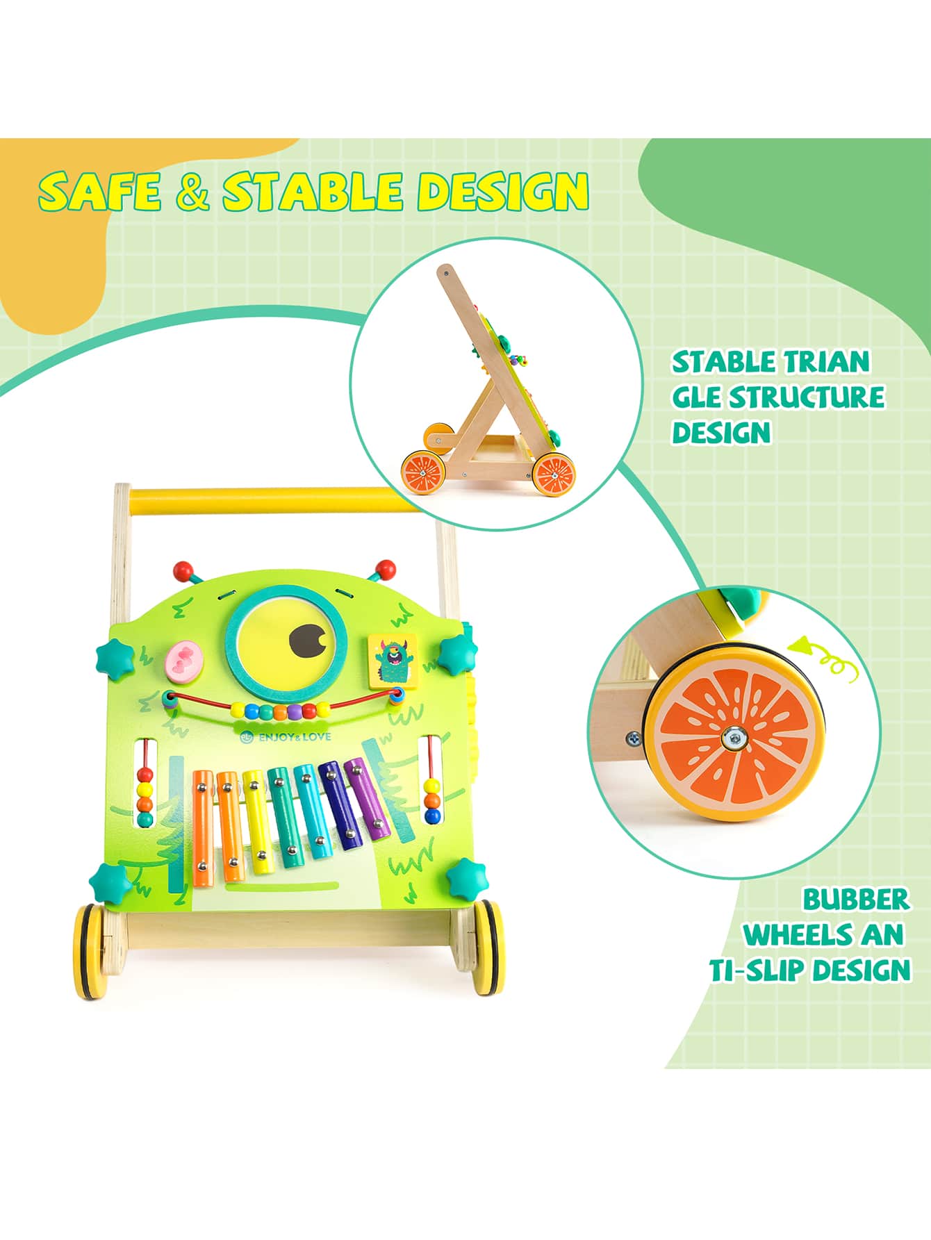 Ealing Wooden Baby Push Walker Baby Walker Kids Activity Center Push