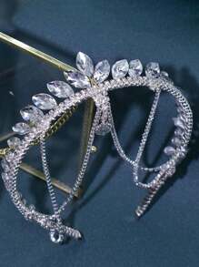 1件女士银色水钻新娘头饰，手工水晶皇冠发箍，新娘发饰，适合婚礼礼服，皇家情人节配饰 - 銀色 - 查看 5