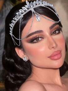 1件女士银色水钻新娘头饰，手工水晶皇冠发箍，新娘发饰，适合婚礼礼服，皇家情人节配饰 - 銀色 - 查看 3