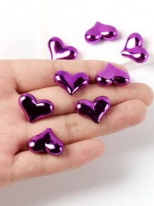 10pcs UV Plating Color Acrylic Beads Heart Shape Loose Beads Charms For Jewelry Making DIY Necklace Bracelets Accessories Valentines - Red - View 4