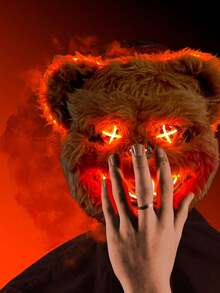 PICOOL Máscara LED para Halloween Oso Sangriento de Terror Fiesta de Neón - Morado - Ver 6