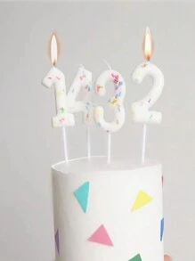 1pc Colorful Numbered Sugar Beads Birthday Cake Candle Decoration Insert, Cute Baking Dessert Multipurpose Photo Candle,Christmas - Multicolor - View 7
