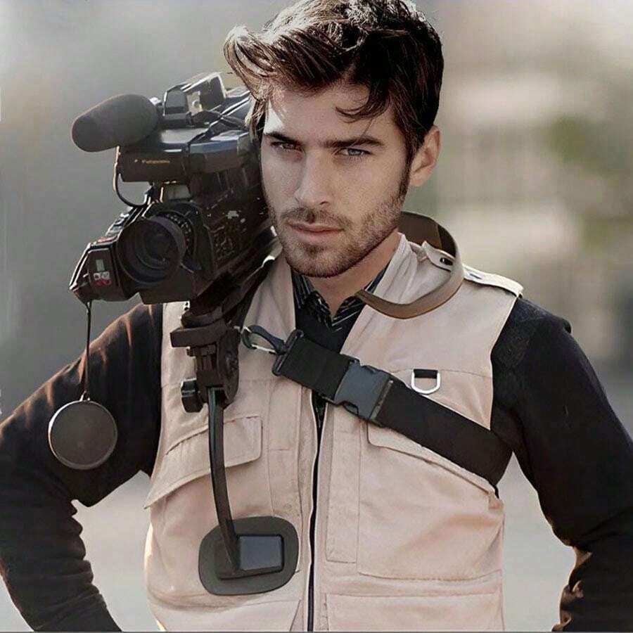 攝影肩架，適用於相機、小型DV、單反相機等拍攝設備負重6kg，自重0.98kg，肩架可置於肩上固定，是拍攝助手 - 黑色 - 查看 1