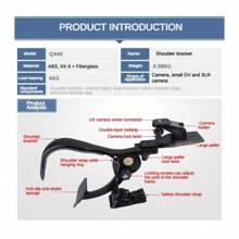 攝影肩架，適用於相機、小型DV、單反相機等拍攝設備負重6kg，自重0.98kg，肩架可置於肩上固定，是拍攝助手 - 黑色 - 查看 8
