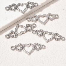 5 件裝心形水鑽雙吊墜 Diy 珠寶配飾,適合女士手鍊和繩索裝飾 - 銀色 - 查看 4