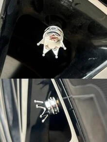 4 件皇冠設計防塵閥桿帽 - 銀色 - 查看 3