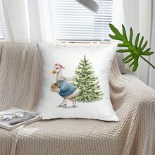 Christmas Tree Pattern Pillowcase, Festive Decoration Cushion Cover For Home Sofa Pillow - Champagne - View 2