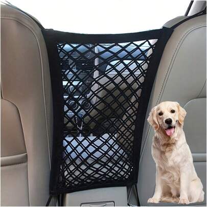 1pc Keep Your Kids & Pets On The Road - Dog Car Net Barrier With Auto Mesh Organizer & Stretchable Storage Bag Dog Car Seat Car Seat Covers Dog Car Seat Cover Pet Car Seat
