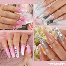 Morovan Poly Gel Nail Kit: Poly Nail Gel Kit with U V Lamp Pink Nude Highly Clear Poly Gel Nails Kits - 粉色 - 查看 6