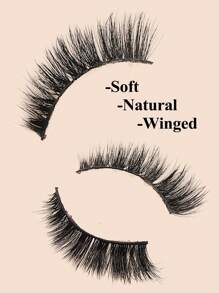 Asiteo 1 Pair Cat Eye Lashes Soft Natural Eyelashes Winged End Eye Elongated Eyelashes Fake Lashes Eyelash Extension Daily Dating - Black - View 5