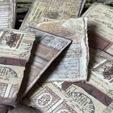 50pcs Retro Light Weight Paper, Handwriting & Aged Series Material Paper, Asymmetric Edge, Minimalist & Vintage Newsprint Series For Scrapbooking, Message Pad, Base Paper, Background Paper Back To School - Multicolor - View 2