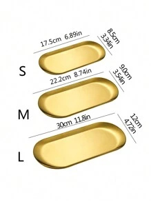 1 tấm thép không gỉ S/M/L, khay kim loại hình bầu dục, hoàn hảo cho món tráng miệng, khoai tây chiên, đĩa bít tết, đĩa nhà bếp, nhà bếp, quà tặng Giáng sinh - Vàng - Xem 6