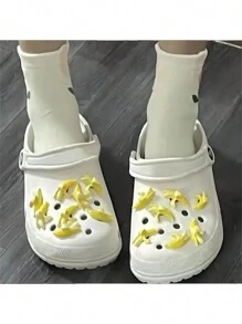 New Creative Diy Resin Banana Shoe Flower Decoration Set For Beach Shoes And Purses, Detachable Accessory, 15pcs/set - Multicolor - View 1