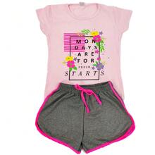 Kit Lote 3 Conjuntos Roupa Infantil Juvenil Menina Feminina  Atacado Barato Verão 10 Ao 16 Anos - Multicolorido - Visão 7