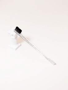 1pc Transparent Handle Edge Control Brush, With Abs Material, Dual-sided Edge Brush And Control Comb, 2 In 1 - Green - View 4
