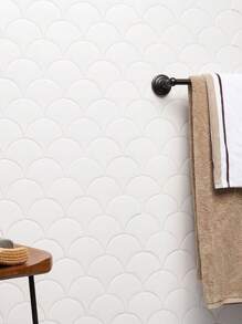 Pure White Fishscale Ceramic Wall Tile, Stick on Tiles Kitchen Backsplash (Thicker Design) - White - View 3