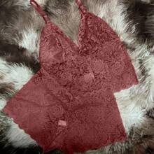 Women Pajama Sets - 酒紅色 - View 2