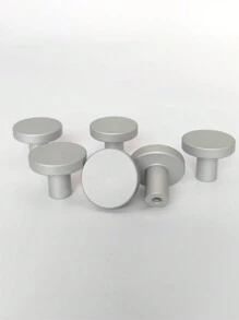 1吋氧化啞銀鋁合金抽屜拉手單孔圓形拉手,6入組金屬鋁型掛鈎,適用於衣服和門把手 - 灰色 - 查看 2