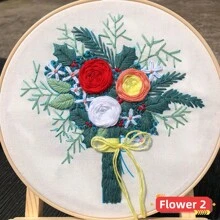 1pc Diy Handmade Creative Embroidery Material Kit, Beginner's Embroidery Set (including Embroidery Needle, Hoop, Cloth, Thread, Pattern) - Multicolor - View 3