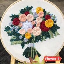 1pc Diy Handmade Creative Embroidery Material Kit, Beginner's Embroidery Set (including Embroidery Needle, Hoop, Cloth, Thread, Pattern) - Multicolor - View 5
