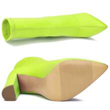 Women's Pointed Toe Ankle Boots Block Chunky Heel Ankle Boot High Heel Booties Stretch Lycra High Heeled Boots Fashion Short Boots - Màu vàng - Xem 5