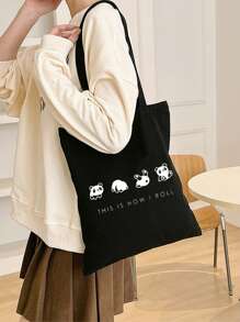 1 túi vải canvas đeo vai dung tích lớn họa tiết gấu trúc dễ thương, túi vải, túi mua sắm, bản đồ bảng chữ cái khối màu, túi mua sắm đơn giản, đi mua sắm, sắp xếp đồ dùng cá nhân, túi vải canvas thời trang, túi đi biển dung tích lớn, túi đi biển di động, gói công việc, đi chơi, ngày lễ, ngày nhà giáo, quà tặng cho phụ nữ, quà tặng ngày nhà giáo, túi vải tote đi biển cho phụ nữ, quà tặng ngày của mẹ, quà tặng sinh nhật, đồ dùng học tập, ba lô đi học, quà tặng tri ân giáo viên tốt nhất - màu đen - Xem 2