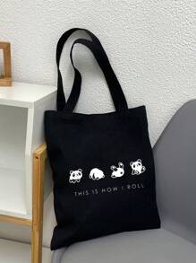 1 túi vải canvas đeo vai dung tích lớn họa tiết gấu trúc dễ thương, túi vải, túi mua sắm, bản đồ bảng chữ cái khối màu, túi mua sắm đơn giản, đi mua sắm, sắp xếp đồ dùng cá nhân, túi vải canvas thời trang, túi đi biển dung tích lớn, túi đi biển di động, gói công việc, đi chơi, ngày lễ, ngày nhà giáo, quà tặng cho phụ nữ, quà tặng ngày nhà giáo, túi vải tote đi biển cho phụ nữ, quà tặng ngày của mẹ, quà tặng sinh nhật, đồ dùng học tập, ba lô đi học, quà tặng tri ân giáo viên tốt nhất - màu đen - Xem 1
