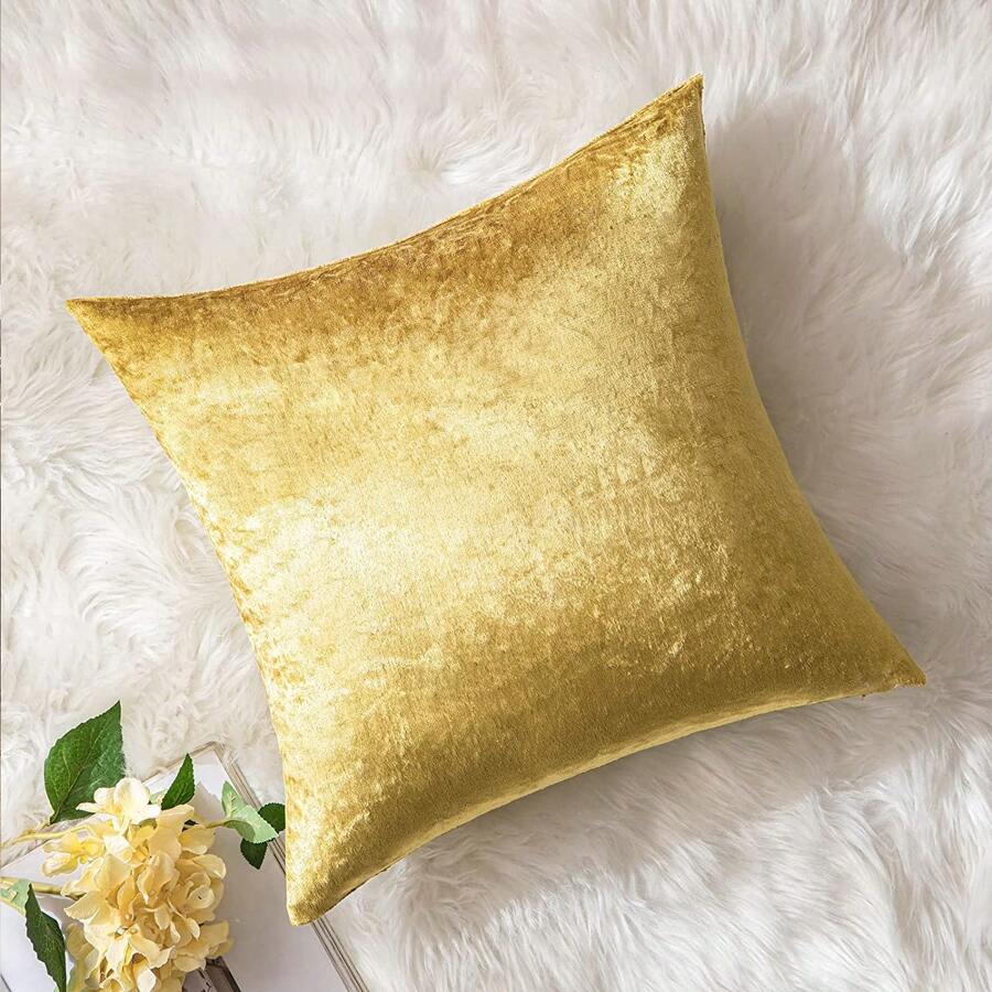1 pieza Funda de cojín sin relleno unicolor - Dorado - Ver 1