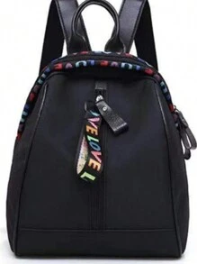 New backpack female Korean version of all fashionable Oxford cloth backpack fashion leisure large capacity travel schoolbag - Black - View 2