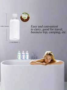 10入組/套3.4oz/100ml可補充的透明塑料空壓瓶,翻蓋,tsa旅行瓶,適用於液體洗漱用品、洗髮水、護髮素和乳液,3.4oz/100ml瓶身透明塑料空壓瓶,翻蓋,tsa旅行瓶,適用於液體洗漱用品、洗髮水、護髮素和乳液,可補充容器 - 無色 - 查看 5
