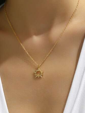 1 st. Enkel Solen Halsband Kedja med Hänge För kvinnor För Daglig Pendla