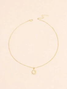 1入簡約太陽吊墜鍊,適用於女性日常通勤佩戴 - 金黃色 - 查看 4