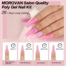 Morovan Poly Gel Nail Kit: Poly Nail Gel Kit with U V Lamp Pink Nude Highly Clear Poly Gel Nails Kits - 粉色 - 查看 5