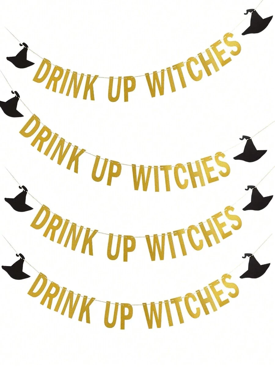 飲料橫幅金色萬聖節派對裝飾,神秘派對,萬聖節派對橫幅,萬聖節派對用品