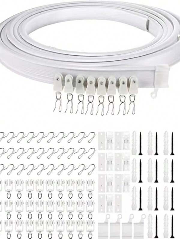 Pista De Cortina Flexible, Riel Curvo Y Enrollable Para Cortinas Incluyendo Accesorios, Fácil De Instalar Y Dar Forma