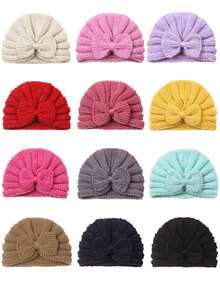 12 Piezas Gorro Tejido De Invierno Para Bebé Recién Nacido - Multicolor - Ver 3