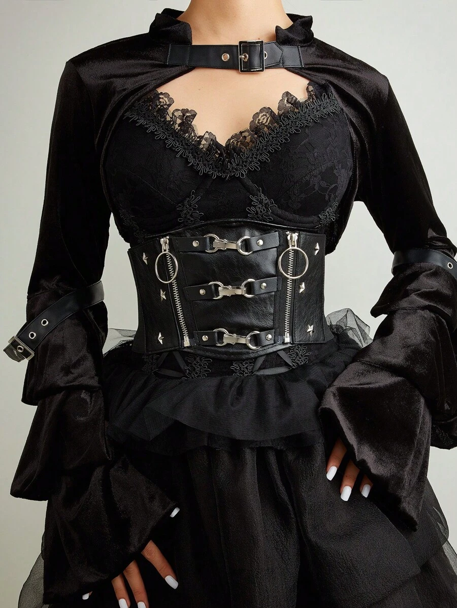 Women's Fashionable Sexy Waist Trainer/Corset Belt, Perfect For Party/Evening/Dating In Summer, 2 Styles: Piece/Strap Halloween Witchaccessories For Ladies For Dress Goth Punk Black Belt Women Corset Belt For Dress,Waist Trainer Waist-Shaping For Waist Slimming And Tummy Control - Black - View 1