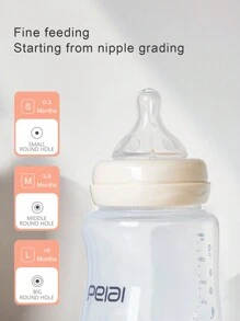 1入寬口徑寶寶奶瓶,具pp材質和類似乳頭的奶嘴,120ml/210ml/300ml,適合寶寶飲用牛奶或水 - 米色 - 查看 8
