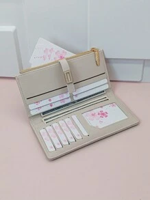 MINGYOU Portafoglio da donna alla moda, con fibbia, dolce e carino, con cerniera, multiuso, porta-carte studente, regalo per studenti, sottile e portatile, adatto per donne, impiegati, college, lavoro, business, pendolarismo, ufficio, anniversario, coppia, regalo di compleanno, San Valentino, regalo per donne, portafoglio, portafoglio lungo
