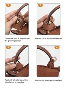 3入組迷你包肩帶無痕換裝配件，可轉換成單肩或斜跨包肩帶，咖啡色 - 查看 3