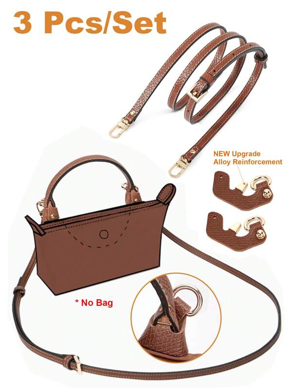Conjunto de 3 peças de Acessórios de Transformação de Bolsa Para Alça de Bolsa Mini, Alça de Ombro sem Perfuração para Conversão de Bolsa Transversal e Bolsa de Ombro (Marrom)