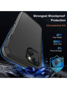 1 件(黑色+黑色)重型防摔保護全身堅固防震防塵三合一手機殼帶皮帶夾支架兼容 Iphone 三星 - 黑色+黑色 - 查看 8